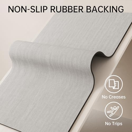 Mecko Bath Mat 24"x36",Ultra Thin Bathroom Rug fit Under Door Light Grey
