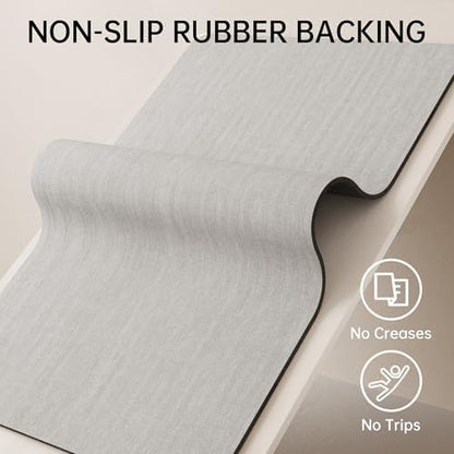 Mecko Bath Mat 24"x48",Ultra Thin Bathroom Rug fit Under Door Light Grey