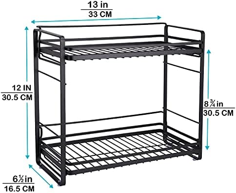 zccz 2-Tier Bathroom Organizer, Ideal as a Kitchen or Bathroom Countertop Organizer - Black Finish Makeup Organizer for Vanity - Black Finish Kitchen and Bathroom Storage Organizer