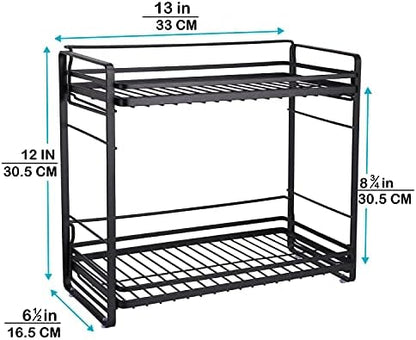 zccz 2-Tier Bathroom Organizer, Ideal as a Kitchen or Bathroom Countertop Organizer - Black Finish Makeup Organizer for Vanity - Black Finish Kitchen and Bathroom Storage Organizer