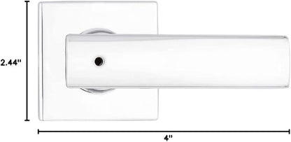 Kwikset Breton Interior Privacy Door Handle with Lock 2 Pack, Door Lever for Bathroom and Bedroom, Polished Chrome Reversible Keyless Turn Lock