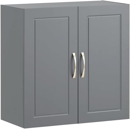 Haotian Wall Cabinet Laundry Room, Wall Storage Cabinet Kitchen Bathroom Garage, Medicine Cabinet with Shelf, Grey FRG231-DG