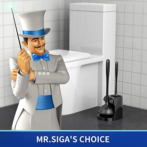 MR.SIGA Toilet Plunger and Brush Combo for Toilet Cleaning, Black, 2 Set