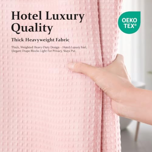 Dynamene Stall Waffle Shower Curtain 256 GSM Heavy Fabric 54x72 Pink