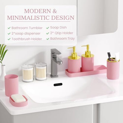Light Pink Bathroom Accessories Set, 10PC Bathroom Set