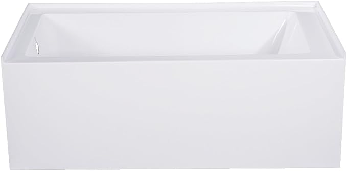 Kingston Brass Aqua Eden VTAP543022L 54-Inch Acrylic Alcove Tub with Left Hand Drain, White