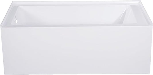 Kingston Brass Aqua Eden VTAP543022L 54-Inch Acrylic Alcove Tub with Left Hand Drain, White