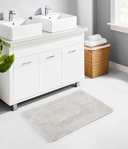 COTTON CRAFT 2 Pack Reversible Bath Mat - Plush Bath Rug - 17x24 - Platinum