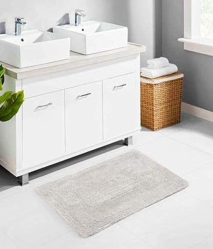 COTTON CRAFT 2 Pack Reversible Bath Mat - Plush Bath Rug - 17x24 - Platinum