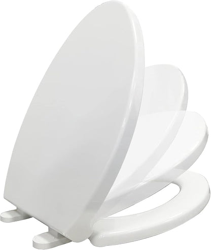 CYRRET Elongated Toilet Seat Slow Close, Easy to Install and Clean, Durable Plastic, White, Replacement Toilet Seats, Fits Standard Elongated, Obling or Oval Toilets