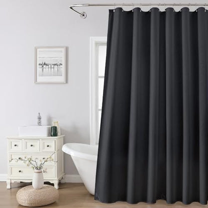 1 Pack Water-Repellent Fabric Shower Curtain Liner, 72x84 Black