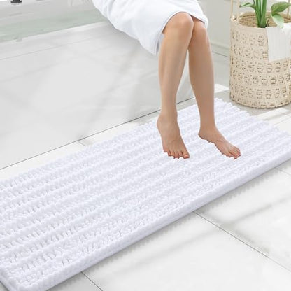 Smiry Bathroom Rugs 47X17, Extra Soft Rubber Backing Chenille Bath Mats