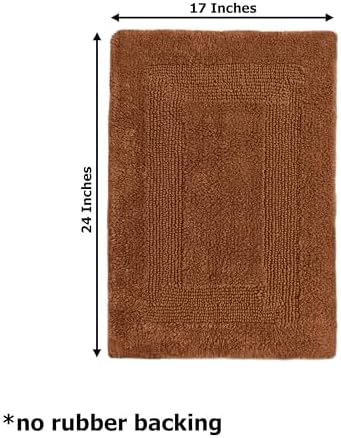COTTON CRAFT 2 Pack Reversible Bath Mat - Soft Plush Bath Rug -17x24- Mocha