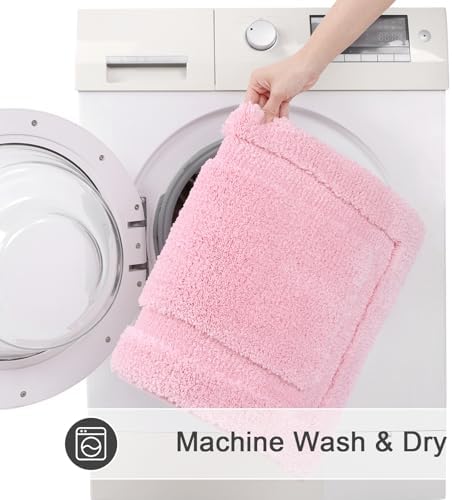 SHACOS Soft Microfiber Pink Bathroom Rugs Sets 2 Pieces 32x20 inch