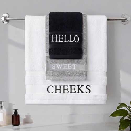 Hahafelt Decorative Bathroom Towel Set,Neutral, Hello Sweet Cheeks