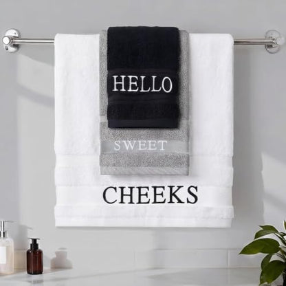 Hahafelt Decorative Bathroom Towel Set,Neutral, Hello Sweet Cheeks