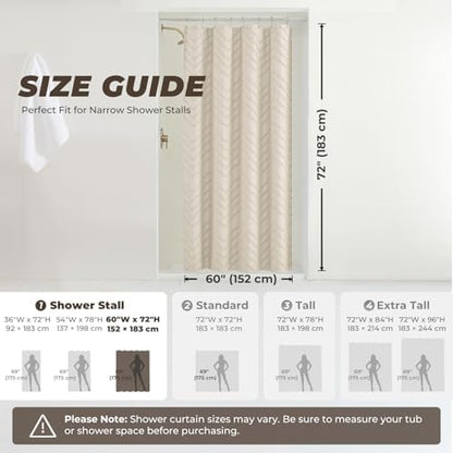 Beige Boho Fabric Shower Curtain 60 x 72 Inches