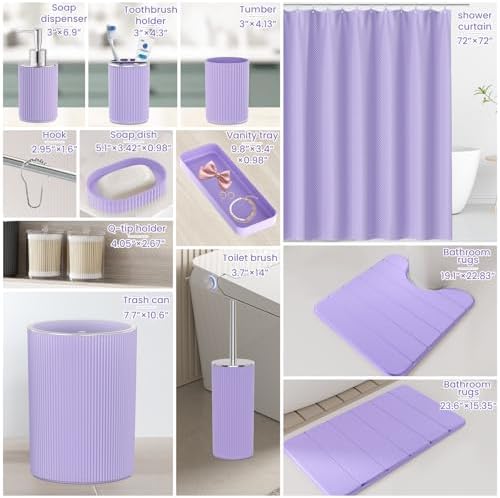 Purple Bathroom Accessories Set - Shower Curtain Sets