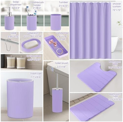 Purple Bathroom Accessories Set - Shower Curtain Sets