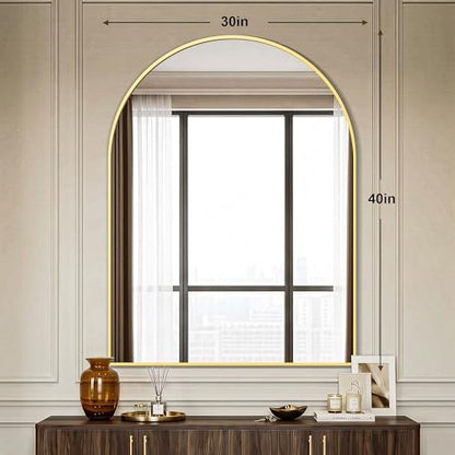 AMOISE Arched Bathroom Mirror for wall, 40"x30" Vanity Mirror, Gold