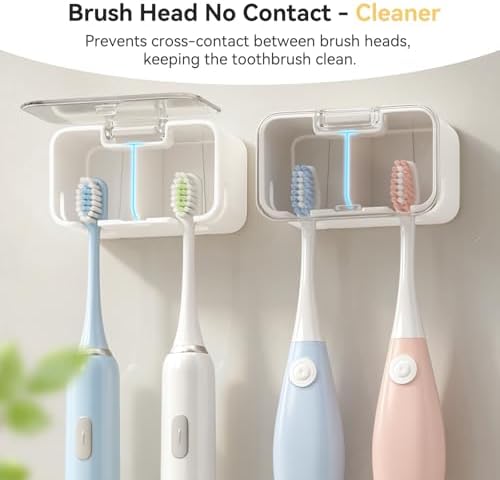 MOPMS Toothbrush Holders for Bathrooms with 2 Slot Independent Compartment
