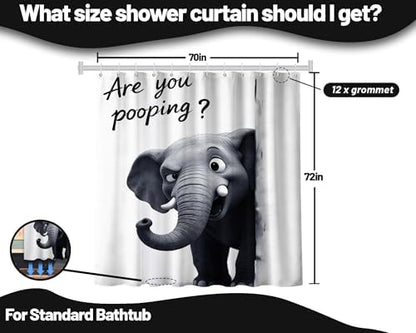 Funny Elephant Shower Curtain are You Pooping, 70x72 Inchs