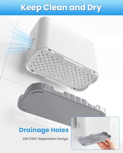 Toothbrush and Toothpaste Holders for Bathrooms Countertop - Detachable 5 Slots Kids Electric Toothbrush Holders Set Wall Mounted with Removable Dividers for Bathroom Decor and Accessories Organizer