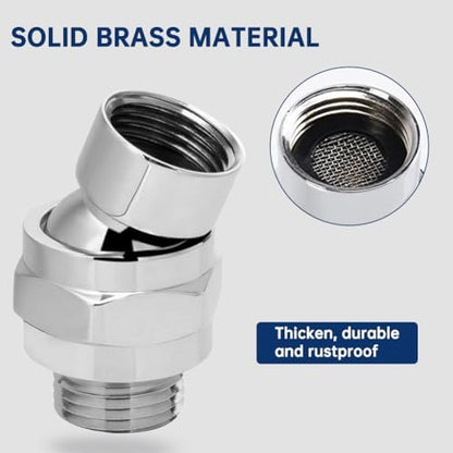 Shower Head Swivel Adapter, Adjustable Pivot Ball To Adjust Showerhead Angle, Universal All Metal Shower Arm Extension Connector, Showering Components(COLOR:silver)