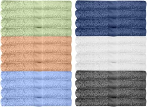 KAHAF COLLECTION 12 Pack Washcloths | Multicolour 100% Cotton Extra Absorbent Face Towels | Soft, Quick Dry Wash Cloths for Bathroom, Spa, Gym, Baby & Travel (12 Packs (12 x 12))