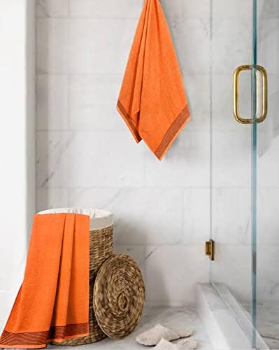 BELIZZI HOME Ultra Soft 2 Pack Oversized Cotton Bath Towels, 28x55 inches, Orange