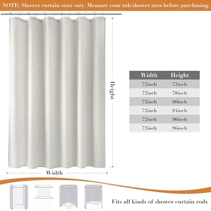 Nanspring Extra Long Linen Shower Curtain for Bathroom 90 Inch Boho Color