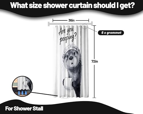 Small Stall Shower Curtain Rv Funny Otter, 36 x 72 Inchs