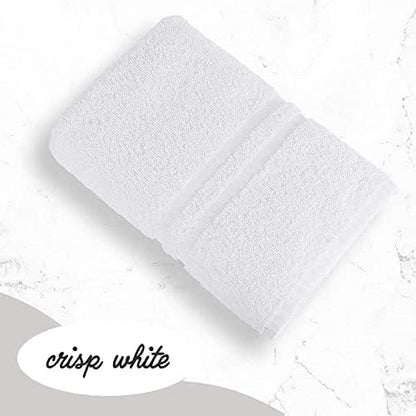 GREEN LIFESTYLE Bath Towels 24" x 50" 48 Pack - White Large Bath Towels, Soft Absorbent Thick Towels for Hotel, Spa, Gym and Bathroom Use, Cotton Blend Bulk Towel Set