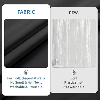 1 Pack Water-Repellent Fabric Shower Curtain Liner, 72x84 Black