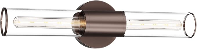 Bathroom Vanity Light Fixture, 2-Light Oil Rubbed Bronze Wall Sconce Lighting Fixture with Clear Glass, Indoor E26 Socket Wall Lamp for Mirror Living Room Hallway(Bulb Not Included)