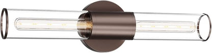 Bathroom Vanity Light Fixture, 2-Light Oil Rubbed Bronze Wall Sconce Lighting Fixture with Clear Glass, Indoor E26 Socket Wall Lamp for Mirror Living Room Hallway(Bulb Not Included)