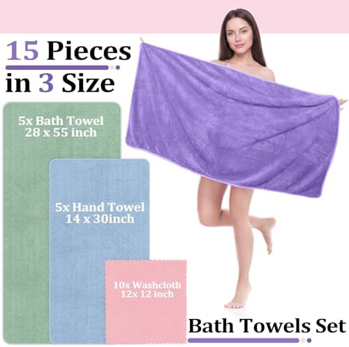 Mixweer 20 Pcs Bath Towel and Washcloths Set for Bathroom, Pastel Color