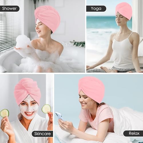 TENSTARS Hair Towel Wrap for All Hair Types, 5 Pack Microfiber Turban