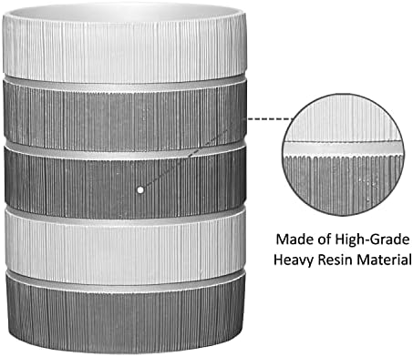 Zahari Home 2pc Modern Line Stylish Bath Accessories Set Waste Basket & Square Tissue Box Cover Classic Contemporary Decorative Beautiful Designs Gray Bathroom Decor Set for Home Modern Bath Set