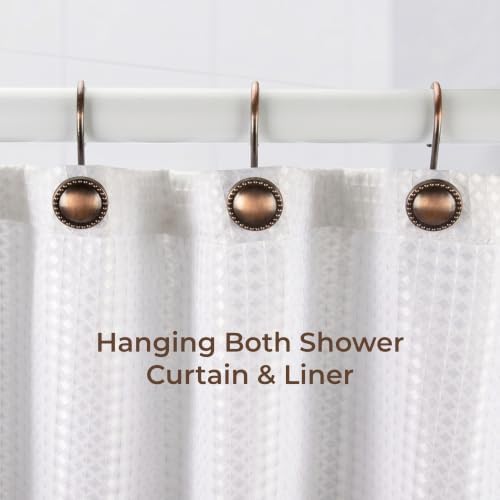 Shower Curtain Hooks,Rust-Resistant Decorative Rings,12-Pack,Bronze