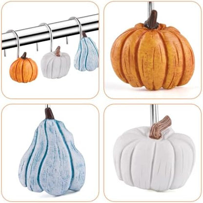 Autumn Decorative Shower Curtain Hooks 12PCS Pumpkin Shower Curtain Rings