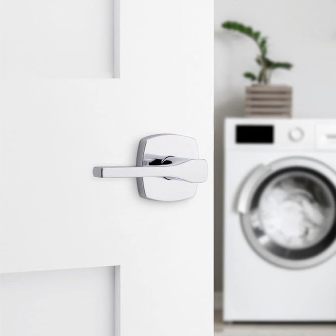 Kwikset Tripoli Lever Interior Passage Door Handle, Lever For Closet and Hallway Doors, Reversible Non-Locking Handle Lever, Polished Chrome