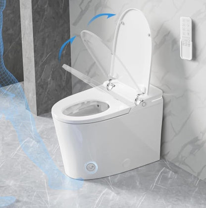 Ceramic Smart Toilet with Bidet Built In, Bidet Toilet ADA Comfort Height Elongated One-Piece Toilet,Toilet With Bidet 3 Multi-Functional Cleaning Modes Night Light Heated Seat S20