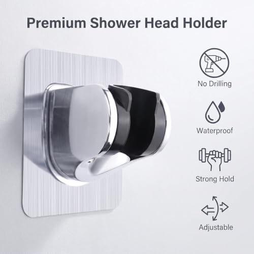2 Pcs Adjustable Suction Cup Shower Head Holder Removable No Drill for Bath