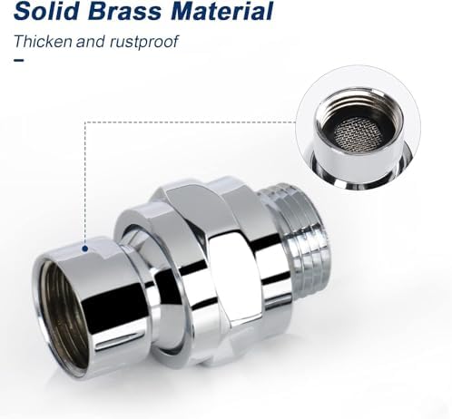 NearMoon Shower Head Swivel Ball Adapter - Solid Brass Shower Connector Ball Joint Adjustable Universal Shower Arm Extension Component (Chrome Finish)