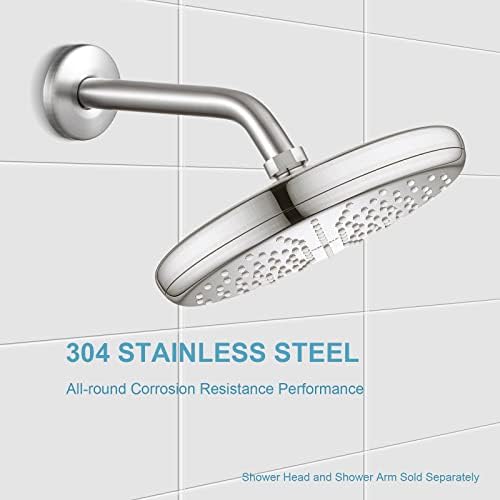 OFFO Shower Arm with Flange, 10 in Brushed Nickel Wall Mount Replacement Angle Shower Head Arm Wall-Mounted For Fixed Shower Head & Handheld Showerhead