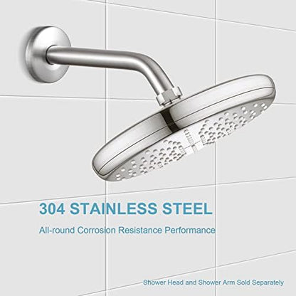 OFFO Shower Arm with Flange, 10 in Brushed Nickel Wall Mount Replacement Angle Shower Head Arm Wall-Mounted For Fixed Shower Head & Handheld Showerhead