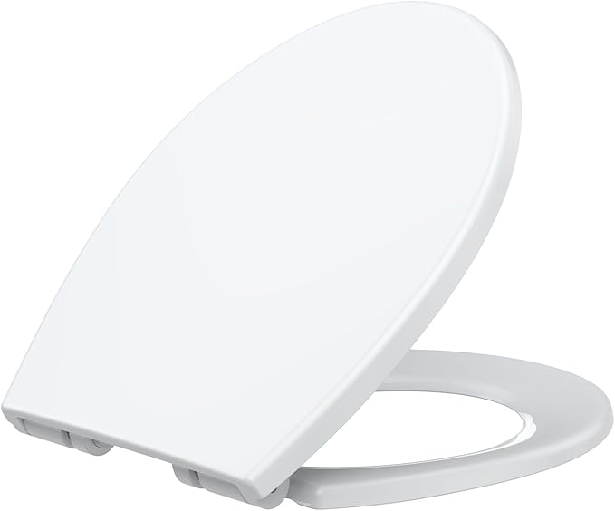 Garvee Toilet Seat Cover Elongated – PP Material, Secure Locking Design, Full Flat Lid for Standard Elongated Toilets, Durable & Easy to Clean, White