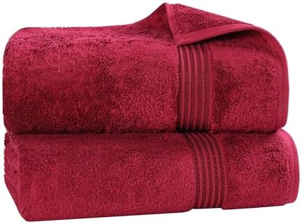 Superior Egyptian Cotton 2-Piece Bath Sheet Towel Set, Oversized Body Towels For Adults And Kids, Large Towel For Bath, Shower, Guest Bathroom, Spa, Gym, Resort, Essentials, Airbnb, Burgundy