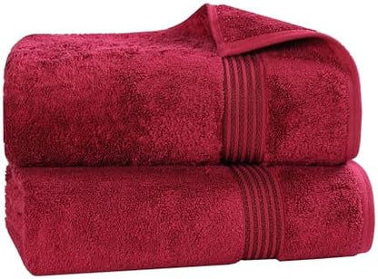 Superior Egyptian Cotton 2-Piece Bath Sheet Towel Set, Oversized Body Towels For Adults And Kids, Large Towel For Bath, Shower, Guest Bathroom, Spa, Gym, Resort, Essentials, Airbnb, Burgundy